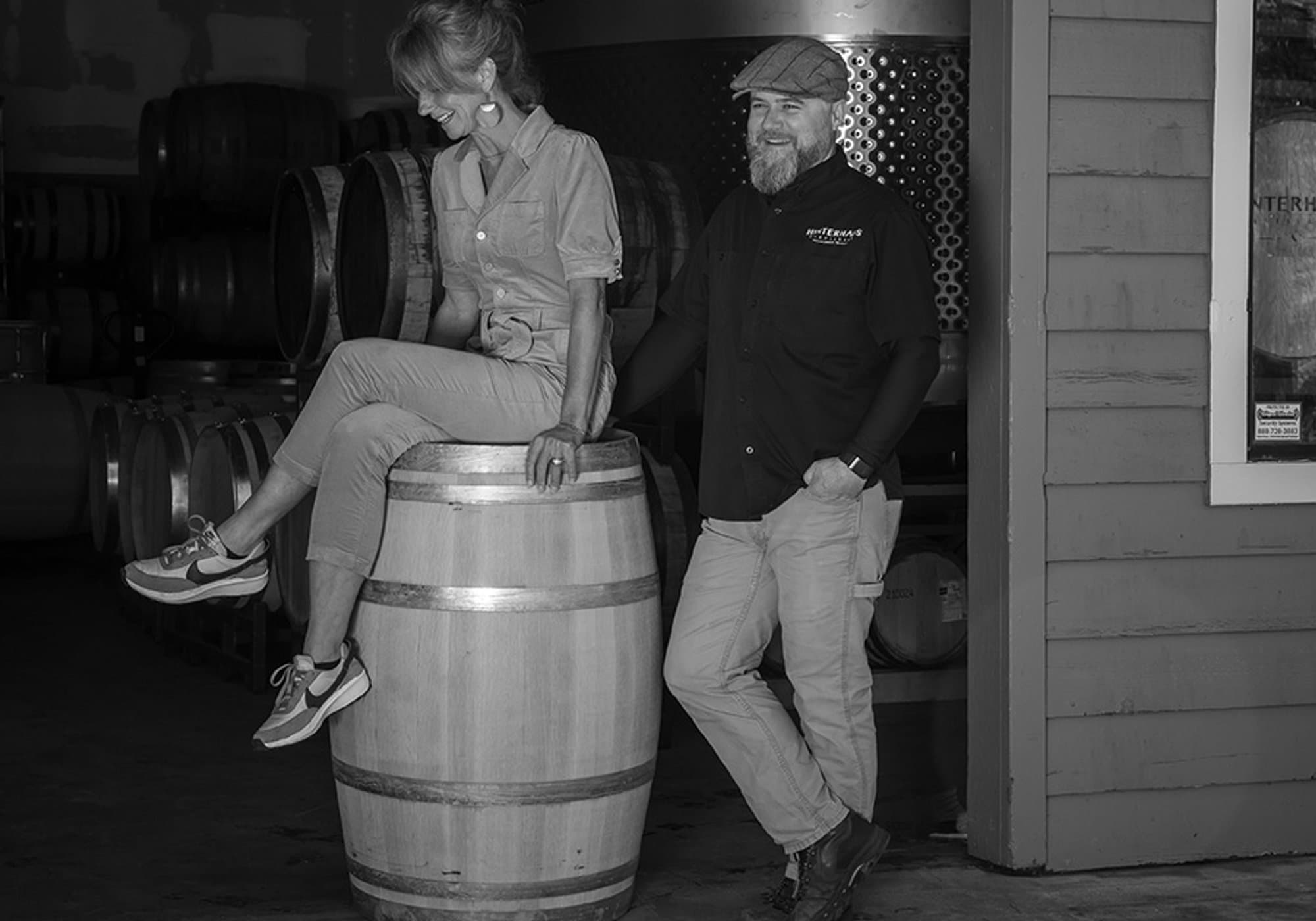 Bonnie and Nate Randall in the Hinterhaus barrel room